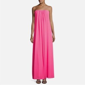 Nicole Miller Vibrant Pink Strapless Chiffon Dress, NWOT, 14